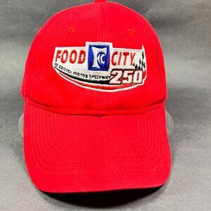 Vtg Food City 250 Strap Back Hat Cap KC Red NASCAR Bristol Speedway Mens 90s